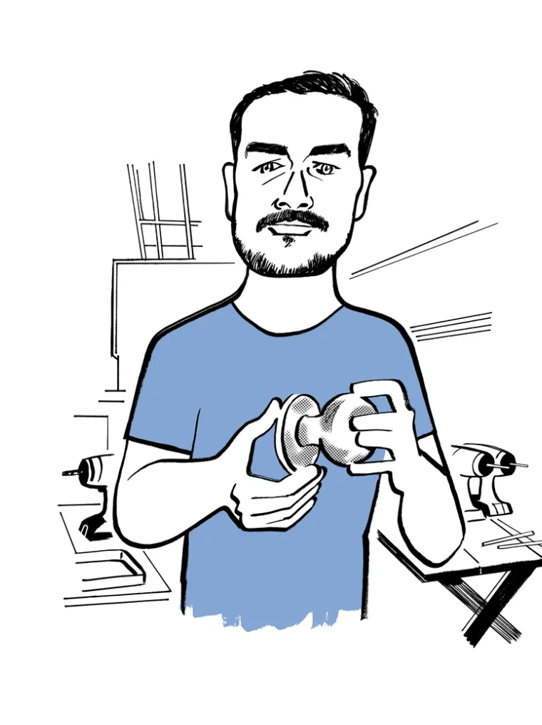 Illustration of the Back to Basics instructor holding a door handle